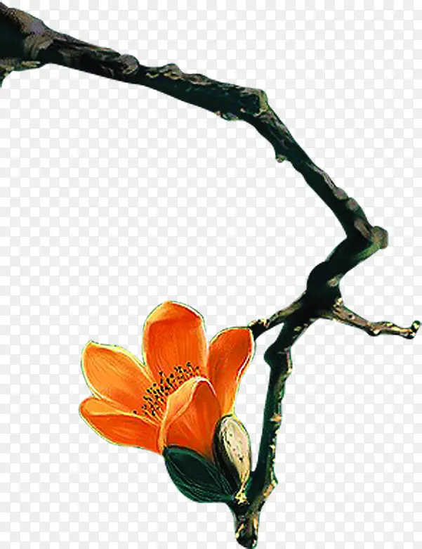 黄色手绘花朵树枝PNG图片素材下载_图片编号qpeezkmw-免抠素材网