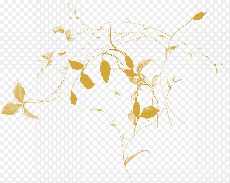 创意合成黄色的手绘花朵树枝