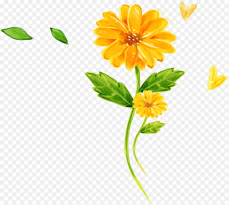 黄色漂浮设计花朵