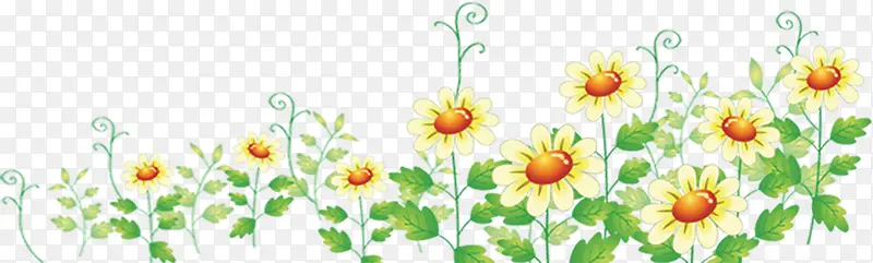 黄色春天花朵美景卡通