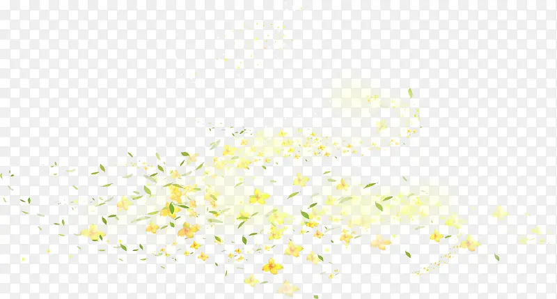 手绘黄色花朵绿叶风景