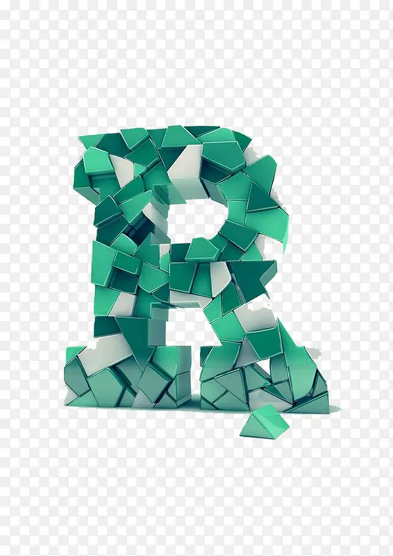 淡绿色方形拼接字母r