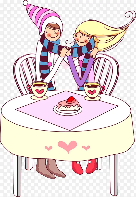 卡通情侣咖啡蛋糕