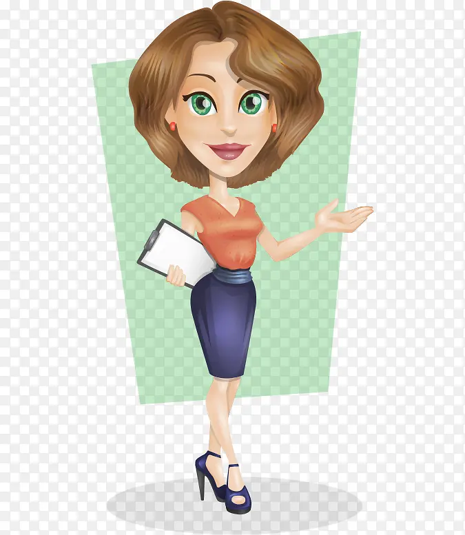 卡通手绘金发性感商务女士