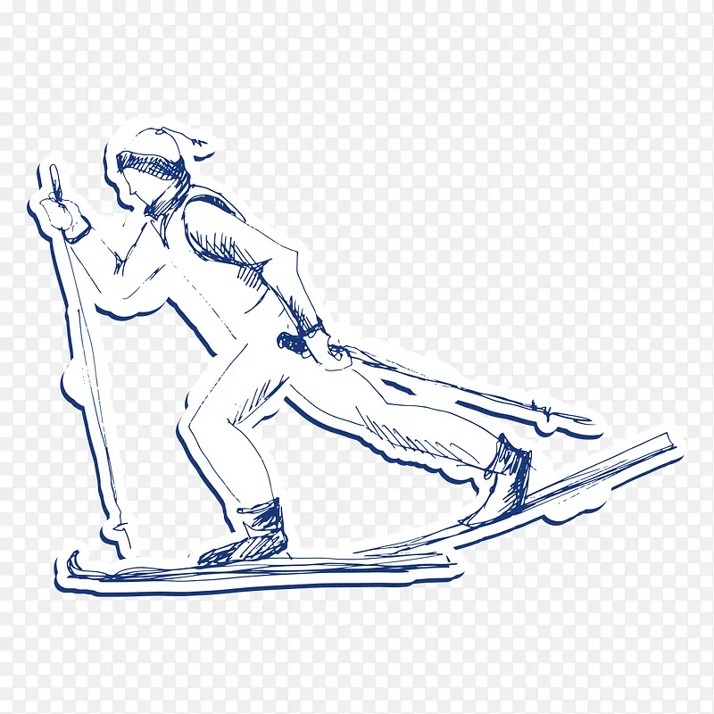 手绘卡通滑雪人物形象
