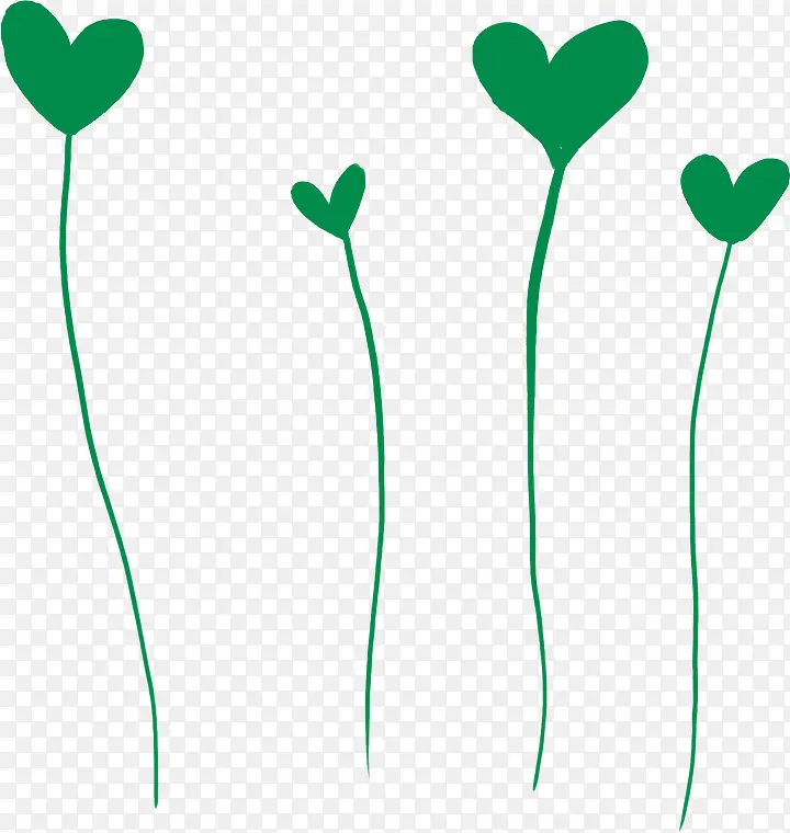 手绘绿色心形爱心植物