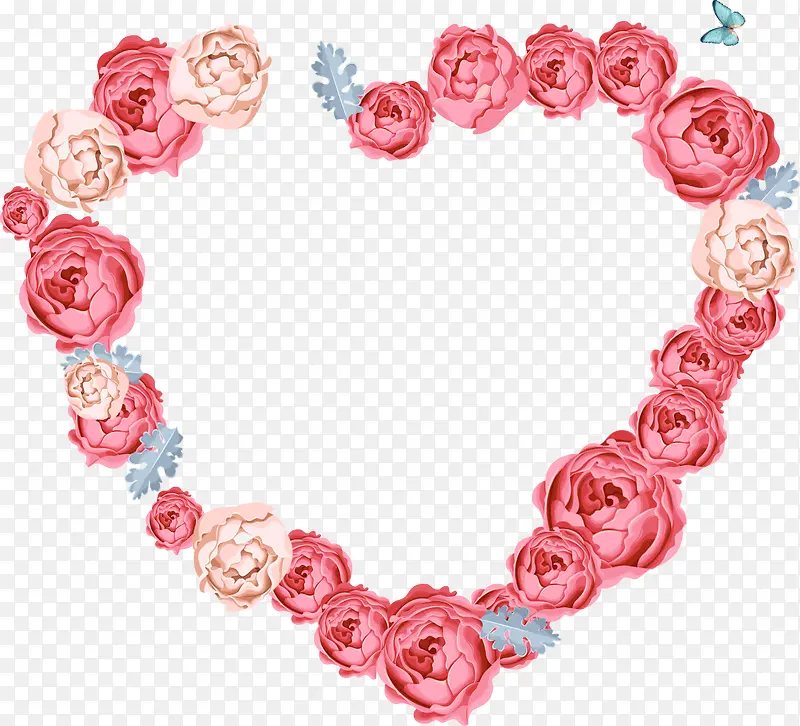 粉色爱心玫瑰花朵
