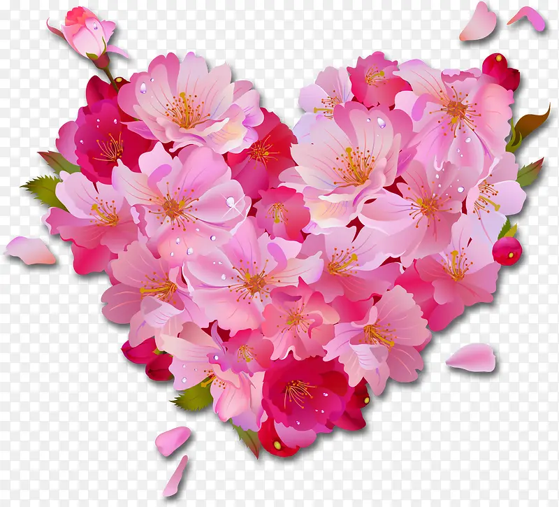 粉色花朵设计爱心造型
