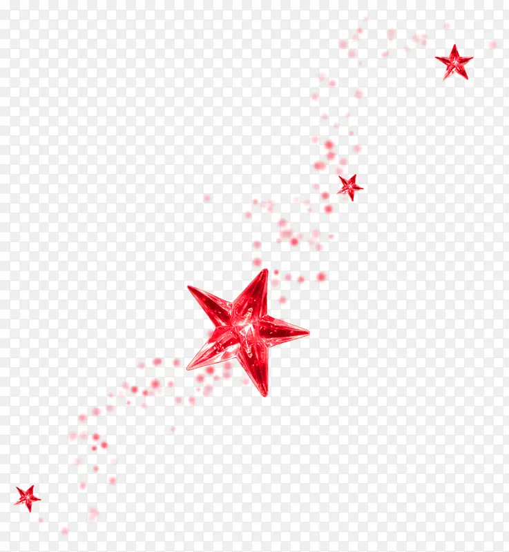 红色清新五角星漂浮素材
