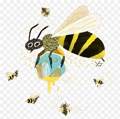 卡通采蜜蜜蜂