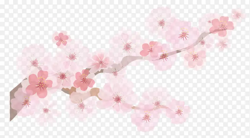 粉色手绘桃花枝装饰图案