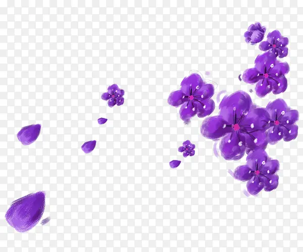 紫色清新花瓣花朵漂浮素材