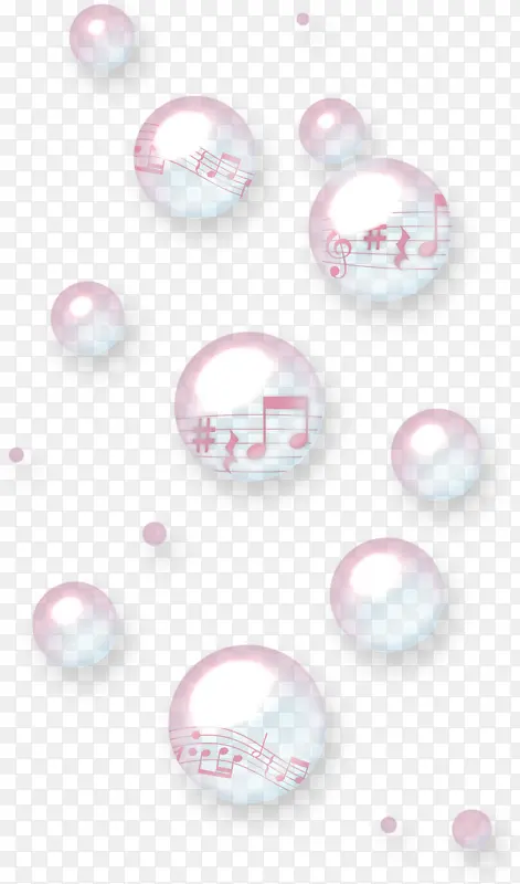 手绘气泡漂浮五线谱乐符
