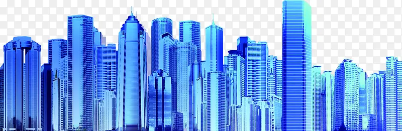 城市建筑蓝色灯光
