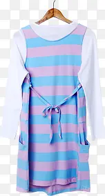 夏季清新蓝粉色长裙服饰