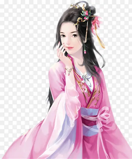 粉色长裙美女人物