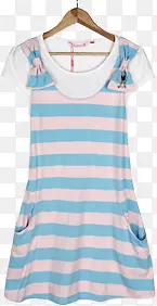 夏季蓝粉色长裙服饰