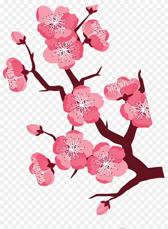 粉红色手绘桃花装饰图案