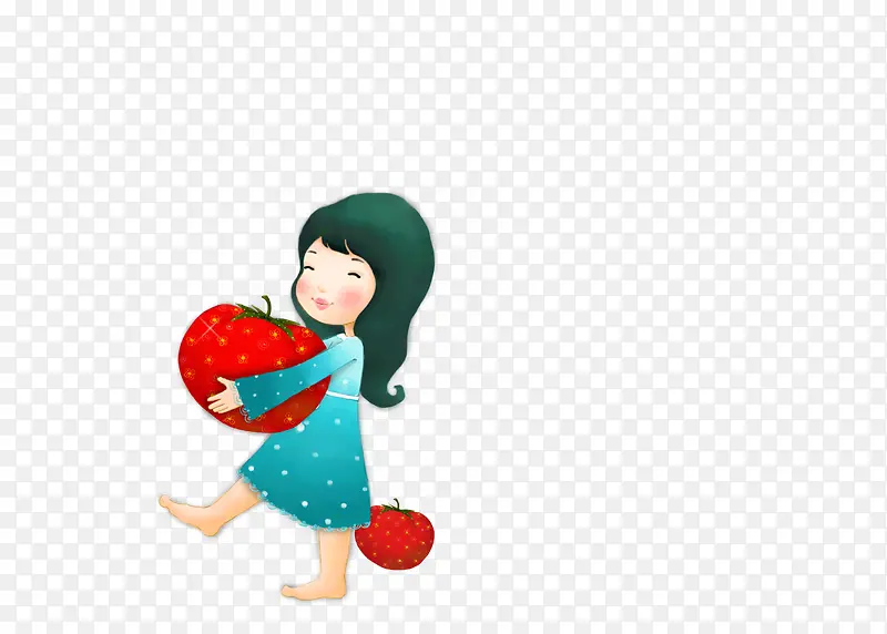 抱西红柿的小女孩
