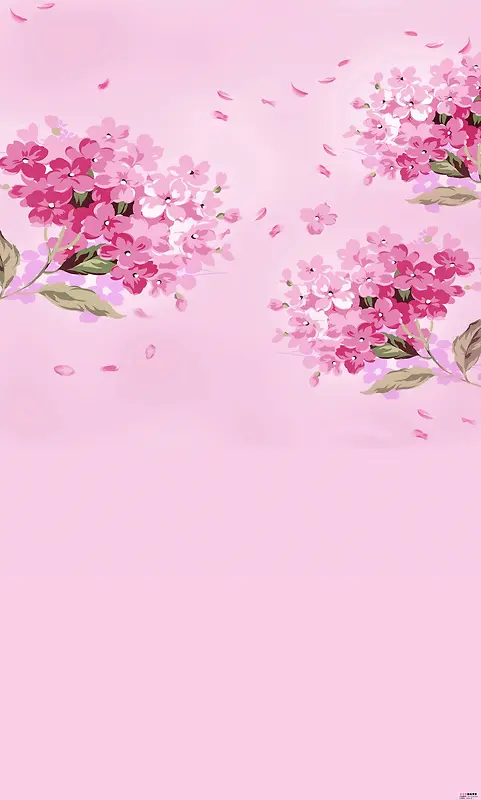 粉红色桃花彩绘高清合成