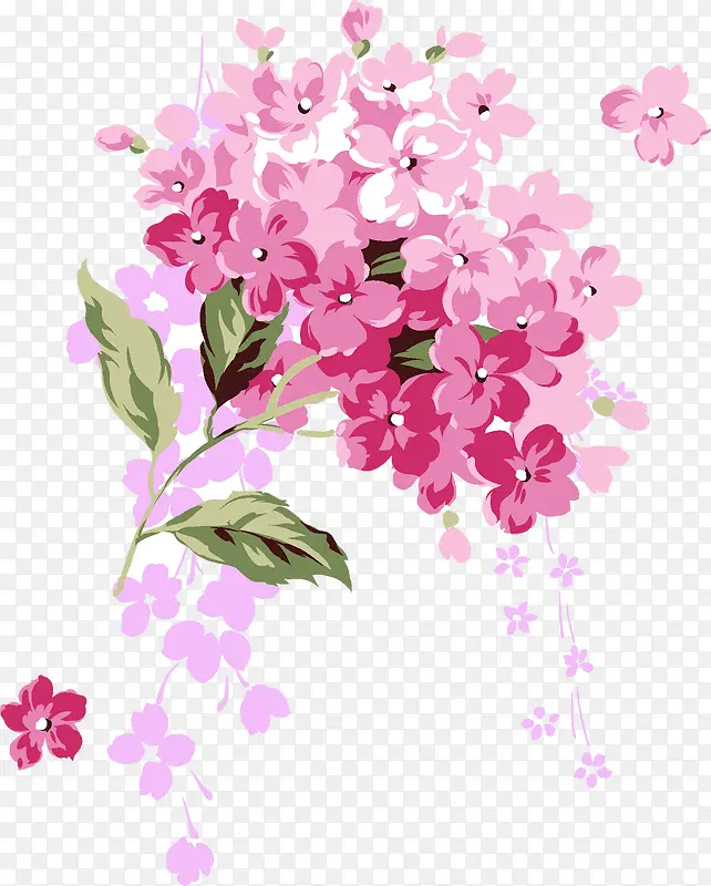 手绘粉红色花束装饰