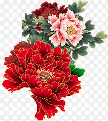 粉红色中国风花朵装饰