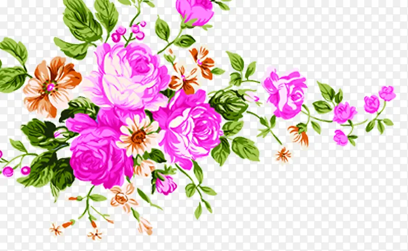 粉色鲜花手绘花朵景色