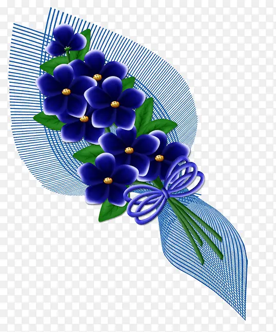 手绘一束蓝色鲜花