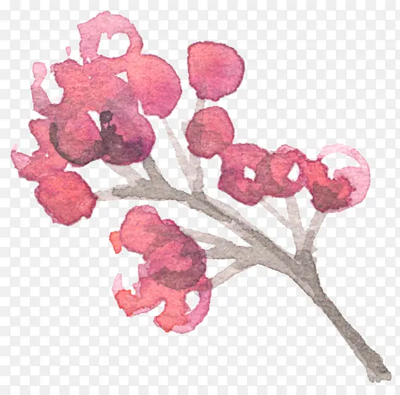 水彩手绘红色鲜花