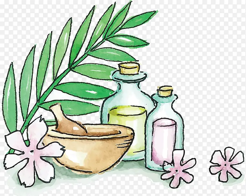 水彩手绘美容香薰