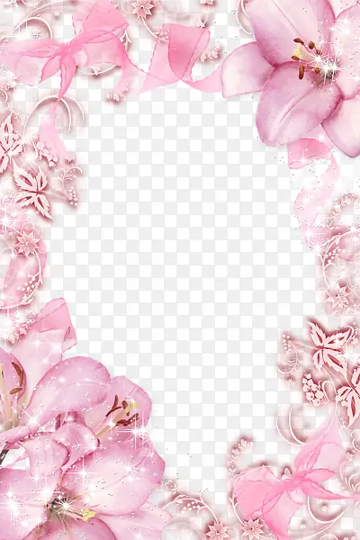 粉色鲜花边框