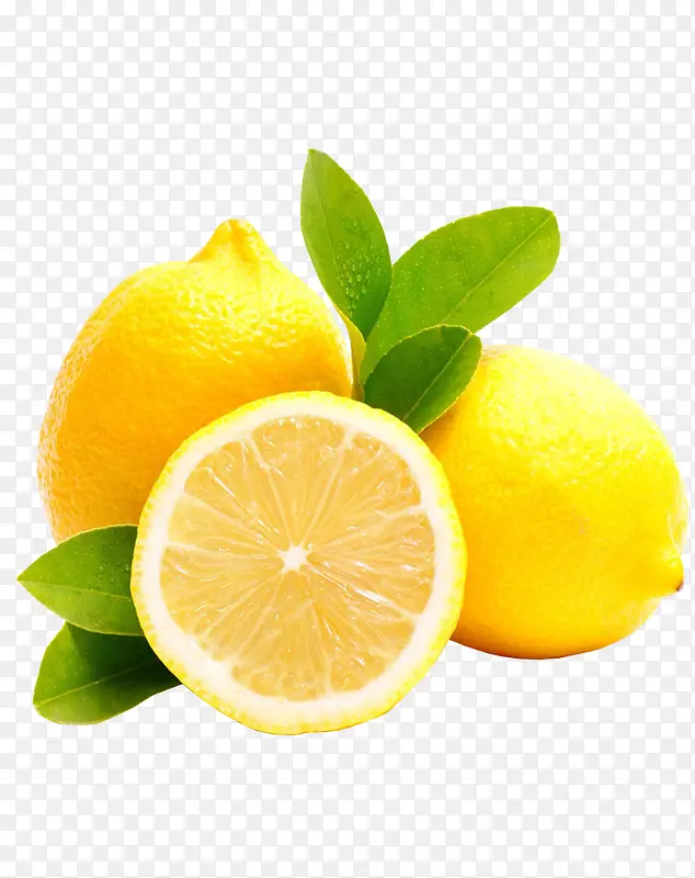 新鲜柠檬绿叶图片