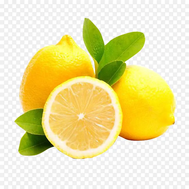 新鲜的柠檬柠檬绿叶水果