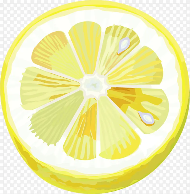 黄色卡通柠檬片水果