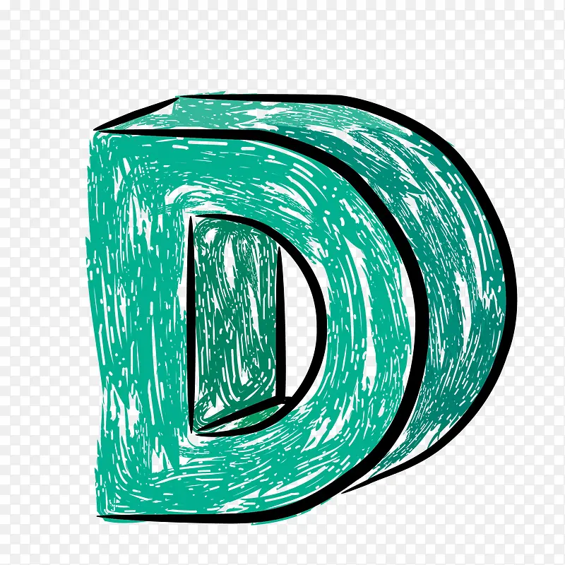立体手绘字母D