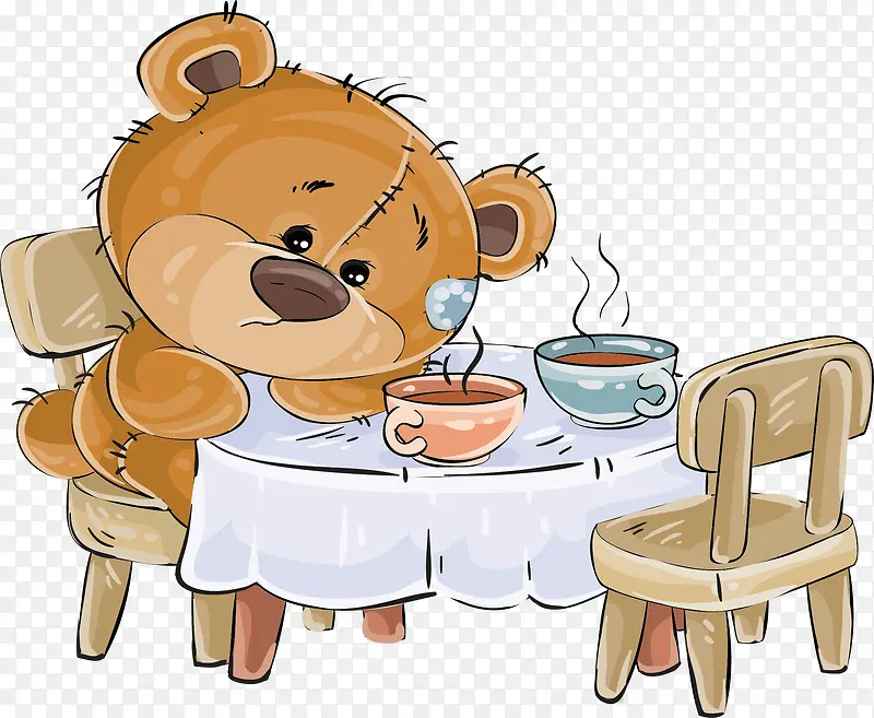 餐桌前的孤独小熊