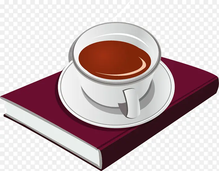手绘咖啡紫色书本图案