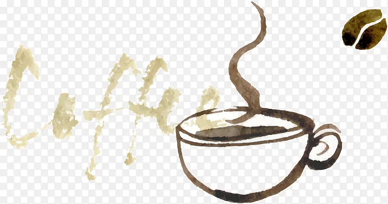 手绘水墨咖啡元素