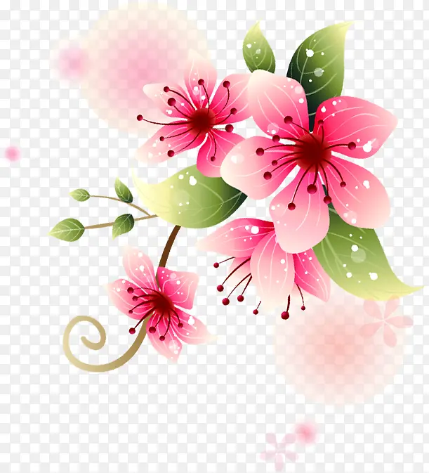 38妇女节粉色花朵装饰