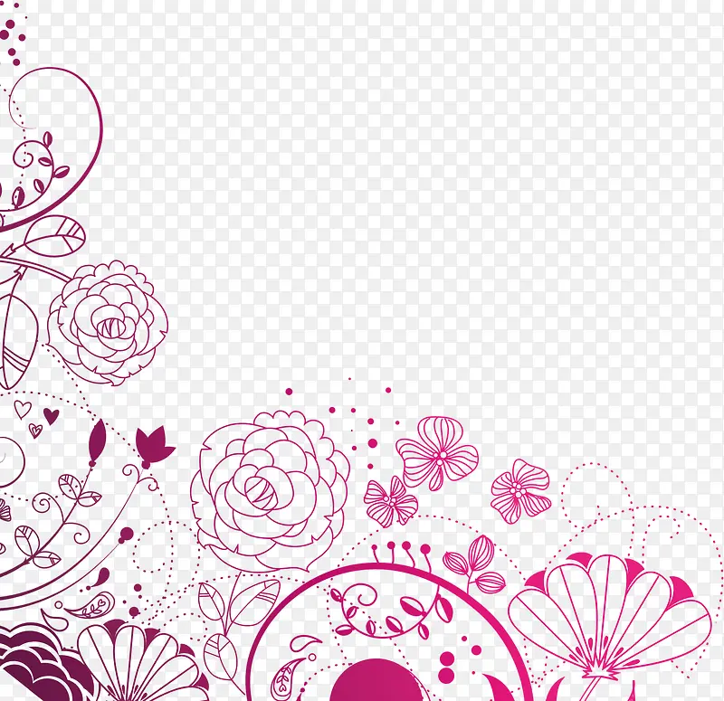 粉色花朵手绘边框