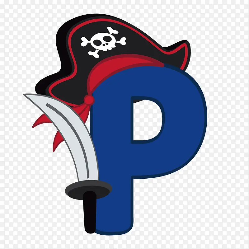 海盗装扮英文艺术字P