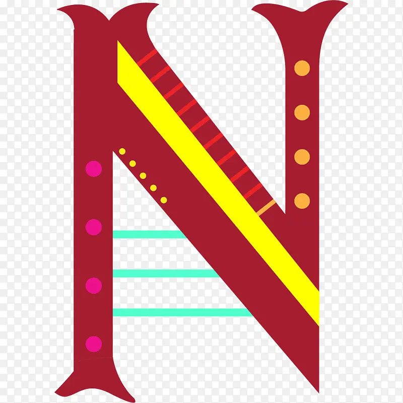彩色字母N