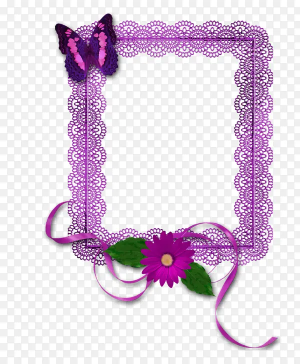 花朵蝴蝶装饰紫色边框