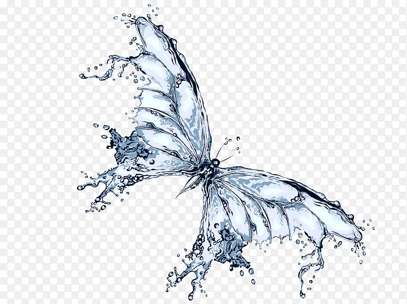蝴蝶 水  效果 装饰图案 矢量图
