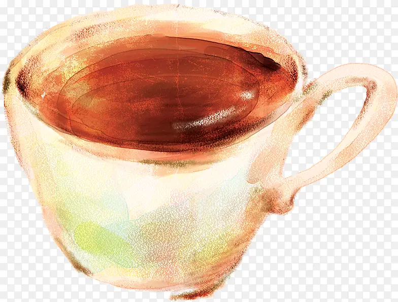 手绘插画白色咖啡杯