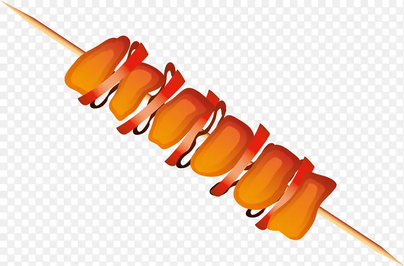 橙色卡通烤串