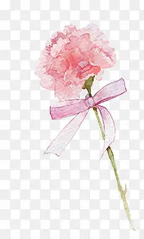 粉色水彩丝带花朵母亲节