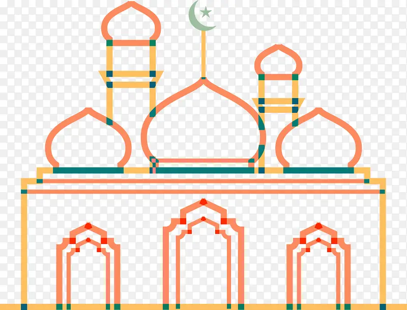 橙色线条伊斯兰建筑