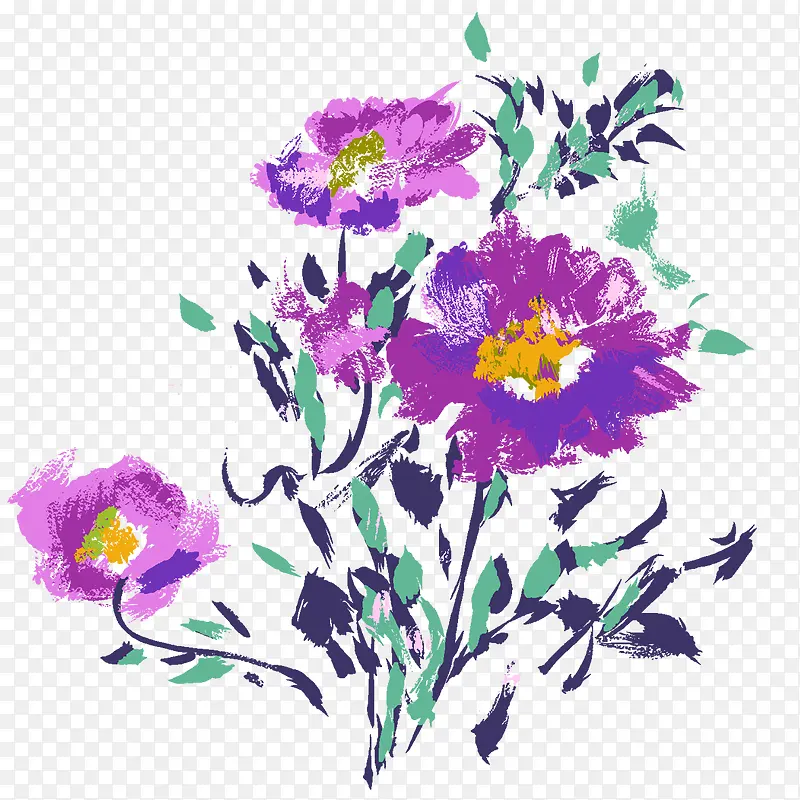 手绘紫色菊花图片