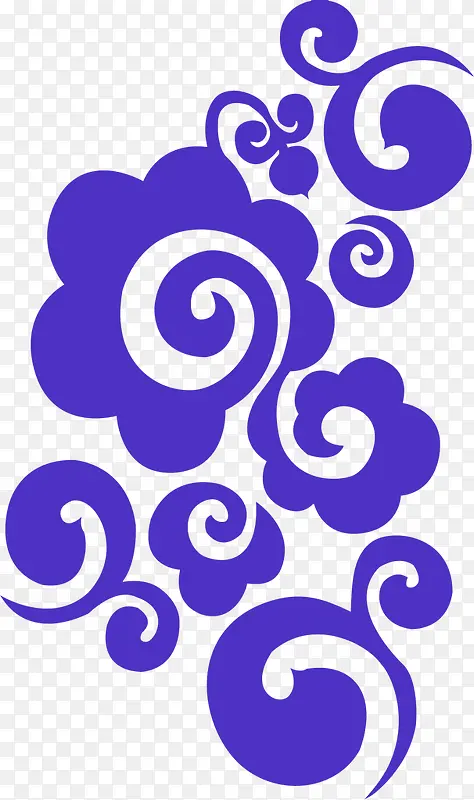 紫色蓝色中国风花边装饰图案